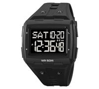 findtime Square Military Watch Men's Watch Digital Square Dial Senior Watch Silicone Strap Military Watch Sports Watch Tactical Watch Outdoor 5 ATM Waterproof Digital Watch Men's Watches Boys Sport