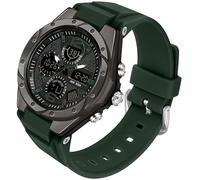 findtime White Women's Watches for Teenagers Students with Alarm Clock, Stopwatch, LED Backlight, Shockproof, Date, Digital Analogue Wrist Watch, Boys Girls Children's Watch, Army Green, Strap.