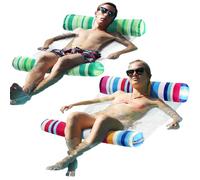 FindUWill Fabric Water Swimming Pool Floats Hammock, XL, Inflatable, Multi-Purpose, 2 Pack, Includes Pillows & Pump