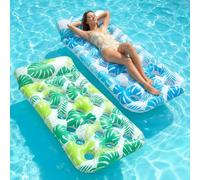 FindUWill Inflatable Pool Float Lounger, 2 Pack Pool Floaties Floaties Floaties for Adults, Swimming Lounger with Headrest, Pool Floats Adults Heavy Duty for Summer Party Beach Lake Fun