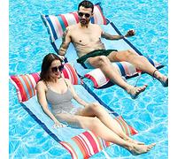 FindUWill Pool Floats Adult with Fabric Headrest, 2-Pack Pool Float 4in1 (Saddle, Lounge Chair, Hammock, Drifter), Inflatabale Floaties Toys for Pool Party, Poolside Party, Beach Vacation