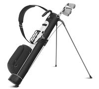 Findway Golf Stand Bag, Lightweight, Slim Pencil Bags with Padded Strap, 2 Way Divider, 2 Pockets, Grab Handle, Ball Holder, Velcro Glove Holder, for The Driving Range, Par 3 and Executive Courses