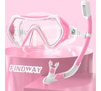 Findway Snorkel Set,180°view Snorkelling Mask Adult & Junior, Diving mask Anti-Fog & Anti-UV Tempered Glass, Wide View Snorkel Mask, Easy Adjustable Strap Mask for Diving, Snorkelling and Swimming