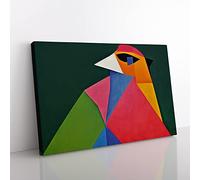 Fine Abstract Bird Canvas Wall Art Print Ready to Hang, Framed Picture for Living Room Bedroom Home Office Décor, 50x35 cm (20x14 Inch)