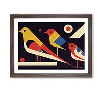 Fine Abstract Birds H1022 BLK Framed Print for Living Room Bedroom Home Office Décor, Wall Art Picture Ready to Hang, Walnut A4 Frame (34 x 25 cm)