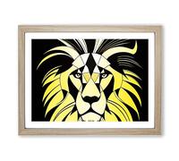Fine Abstract Lion Framed Print | A2 Oak Framed Wall Art | Ready to Hang | Abstract Animal Picture | Living Room Bedroom Lounge Office