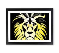 Fine Abstract Lion Framed Print | A3 Black Framed Wall Art | Ready to Hang | Abstract Animal Picture | Living Room Bedroom Lounge Office