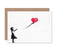 Fine Art Prints Banksy Balloon Girl Graffiti Greeting Card With Envelope Inside Premium Quality, yellow|red|white|black,12.50 x 17.50 cms