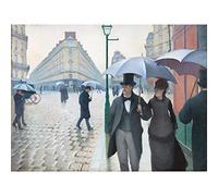 Fine Art Prints Caillebotte Paris Street Rainy Day Impressionist Umbrella Painting Large Wall Art Print Canvas Premium Mural, 18 x 24 inches