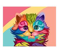 Fine Art Prints Cat Illustration Cute Colourful Large Wall Art Print Canvas Premium Poster,Multi-color,18 x 24 inches