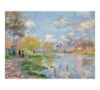 Fine Art Prints Claude Monet Spring By The Seine Large Wall Art Print Canvas Premium Poster Mural, 18 x 24 inches