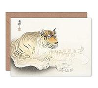 Fine Art Prints CLBIO0076 Tiger Watercolour Ohara Koson Greeting Card With Envelope Inside Premium Quality, 12.5 x 17.5 cm