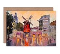 Fine Art Prints CLDT0165 Moulin Rouge Painting Greeting Card With Envelope Inside Premium Quality, red|orange|yellow|brown|beige,12.5 x 17.5 cm