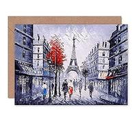 Fine Art Prints CLDT0169 Eiffel Tower In Paris Red Tree Greeting Card With Envelope Inside Premium Quality