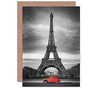 Fine Art Prints Eiffel Tower In Paris Red Car Greeting Card With Envelope Inside Premium Quality