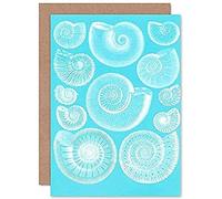 Fine Art Prints Fossil Sea Ammonites Blue Greeting Card With Envelope Inside Premium Quality