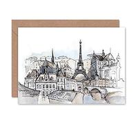 Fine Art Prints France Ink Drawing Paris Greeting Card with Envelope Inside Premium Quality,12.5 x 17.5 cm