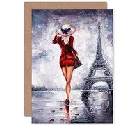 Fine Art Prints Lady Wearing Red In Paris Greeting Card With Envelope Inside Premium Quality