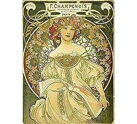 Fine Art Prints Mucha Champenois Printer Printing Nouveau Advert Art Print Canvas Premium Wall Decor Poster Mural, 16 x 12 inches
