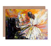 Fine Art Prints Music Piano Girl Impressionism Greeting Card With Envelope Inside Premium Quality