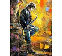 Fine Art Prints Musician Jazz Saxophone Art Print Canvas Premium Wall Decor Poster,16 x 12 inches