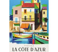 Fine Art Prints Nathan Visit Cote D'azur Railway Travel Advert Large Print Poster Wall Art Decor Picture,24 x 18 inches