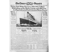 Fine Art Prints Newspaper Front Sheet Page Titanic Disaster 1912 Times Despatch Unframed Wall Art Print Poster Home Decor Premium, 16 x 12 inches