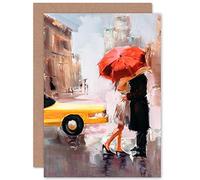 Fine Art Prints People Kissing Umbrella City Greeting Card With Envelope Inside Premium Quality