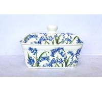 Fine Bone China Bluebell Butter Dish with Lid, Floral Pattern