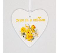 Fine Bone China Heart-Shaped Hanging Dangler (Nan in a million - Daffodils)