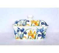 fine Bone China Iris Butter Dish with lid