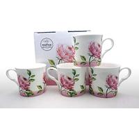 FINE Bone China Set of 4 Mugs Gift Boxed Emily Rose Mugs Free UK DELIVERY