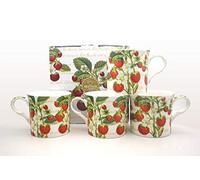 FINE Bone China Set of 4 Mugs Gift Boxed Strawberries Mugs Free UK DELIVERY