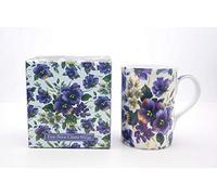 FINE Bone China Set of 6 Summer Pansy Individually Boxed Mugs Free UK DELIVERY