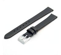 Fine Calf Leather Watch Strap Band 10mm Black with Chrome (Silver Colour) Buckle. Free Spring Bars (Watch Pins)