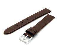 Fine Calf Leather Watch Strap Band 18mm Extra-Long XL Dark Brown with Chrome (Silver Colour) Buckle. Free Spring Bars (Watch Pins)