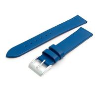 Fine Calf Leather Watch Strap Band 20mm Mid Blue with Chrome (Silver Colour) Buckle. Free Spring Bars (Watch Pins)