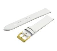 Fine Calf Leather Watch Strap Band 20mm White with Gilt (Gold Colour) Buckle. Free Spring Bars (Watch Pins)