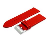 Fine Calf Leather Watch Strap Band 22mm Red with Chrome (Silver Colour) Buckle. Free Spring Bars (Watch Pins)