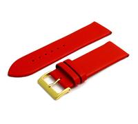 Fine Calf Leather Watch Strap Band 24mm Red with Gilt (Gold Colour) Buckle. Free Spring Bars (Watch Pins)