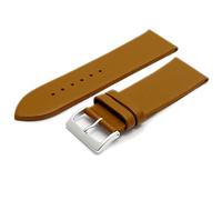 Fine Calf Leather Watch Strap Band 28mm Tan with Chrome (Silver Colour) Buckle. Free Spring Bars (Watch Pins)