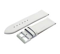 Fine Calf Leather Watch Strap Band 30mm White with Chrome (Silver Colour) Buckle. Free Spring Bars (Watch Pins)