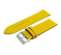Fine Calf Leather Watch Strap Band 30mm Yellow with Chrome (Silver Colour) Buckle. Free Spring Bars (Watch Pins)