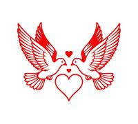 Fine Carving Decals a Pair of Doves Flying with Love Silhouette 52x67.6cm Equipped with Transfer Film kit Red