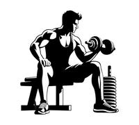 Fine Carving Decals a Powerful Gym Man Silhouette symbolizing Strength Fitness and Determination 42x44.5cm Can Modify and add Information Black