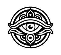 Fine Carving Decals a Solid Style icon Depicting Buddha Eye 42x46.1cm Removable Without Leaving Glue Black