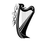 Fine Carving Decals a Striking and of a Celtic harp Perfect 36x55.7cm It Won't Fall Off Black