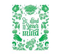 Fine Carving Decals Be Kind to Your Mind Mental Health Lettering 65.6x81.6cm Do not Damage The Wall Surface Green