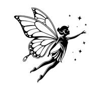 Fine Carving Decals Celestial Fairy Floating Silhouette 42x43.7cm Tattoo Culture Black