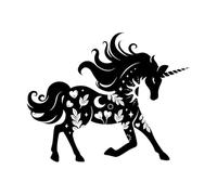 Fine Carving Decals Celestial Unicorn Silhouette Fantasy Magic Mystical Horse Tattoo 40x50.2cm Self Adhesive Black